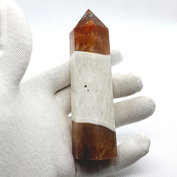 Sardonyx Point Crystal Gemstone Two Tone Colors with Large Beautiful Banding - Picture 10 of 17